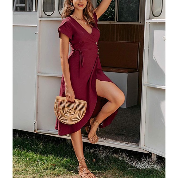 Red Long Split Maxi Summer Dress - Picture 2 of 7